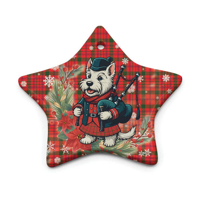 Scottish MacDonnell of Keppoch Modern Clan Tartan Ceramic Ornament Cute Scottish Terrier Dog Star Style Tartan Plaid