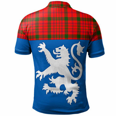 Scottish MacDonnell of Keppoch Modern Clan Tartan Polo Shirt - Lion Rampant of Scotland With Flag Back Side Tartan Plaid