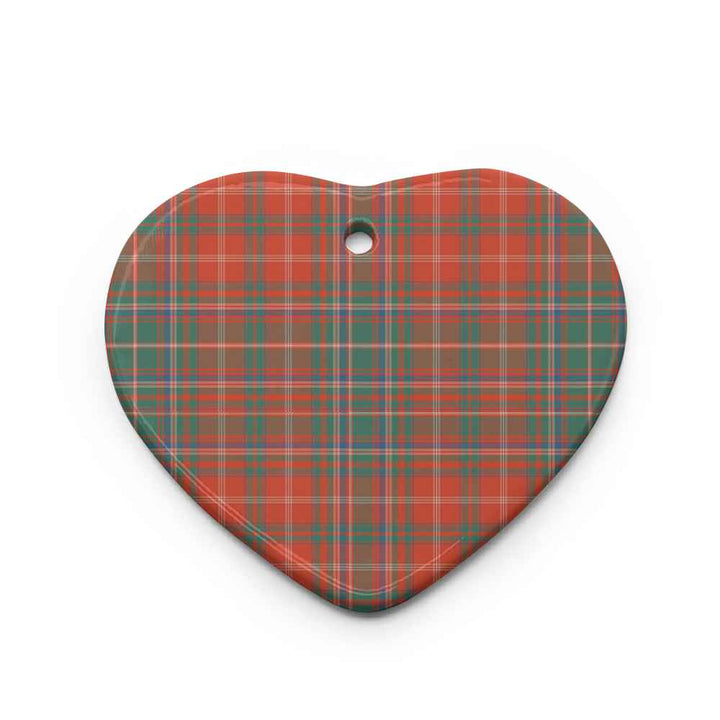 Scottish MacDougall Ancient Clan Tartan Ceramic Ornament Heart Shape Tartan Plaid