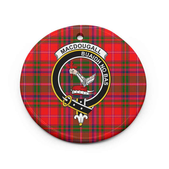 Scottish MacDougall Clan Crest Tartan Ceramic Ornament Circle Shape Tartan Plaid