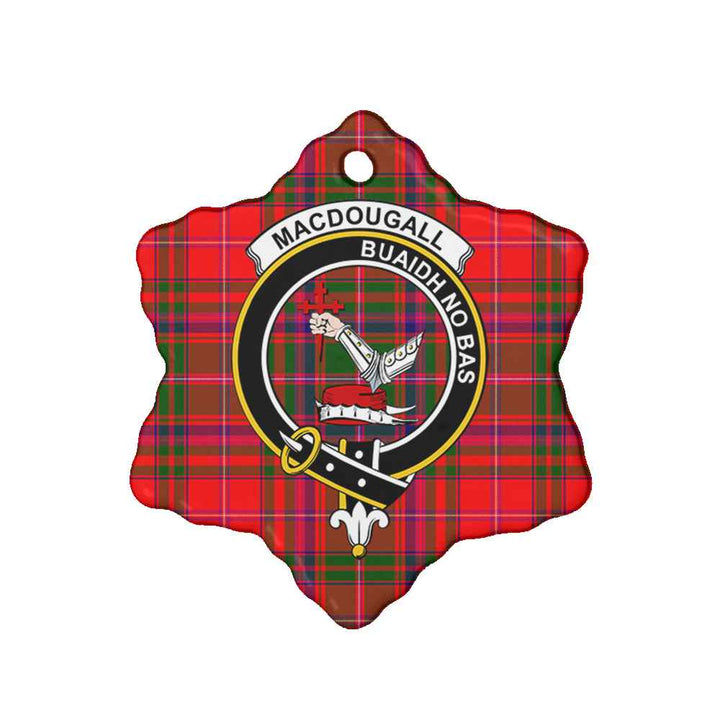 Scottish MacDougall Clan Crest Tartan Ceramic Ornament Snow Flake Shape Tartan Plaid