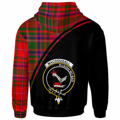 Scottish MacDougall Clan Crest Tartan Curve Hoodie Back Side Tartan Plaid