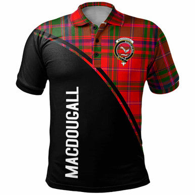 Scottish MacDougall Clan Crest Tartan Curve Polo Shirt Front Side Tartan Plaid