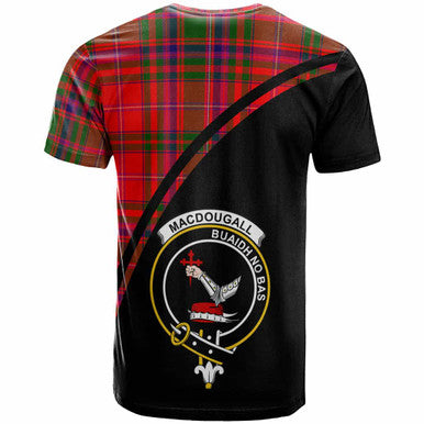 Scottish MacDougall Clan Crest Tartan Curve T-Shirt Back Side Tartan Plaid