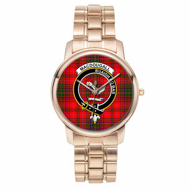 Scottish MacDougall Clan Crest Tartan Folding Clasp Steel Quartz Watches Tartan Plaid Rose Gold 1