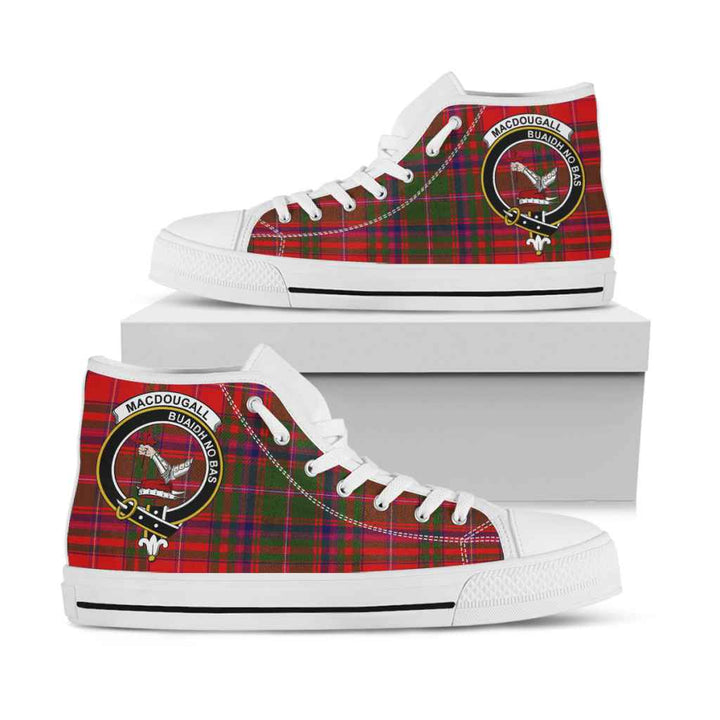 Scottish MacDougall Clan Crest Tartan High Top Shoes White Sole Tartan Plaid