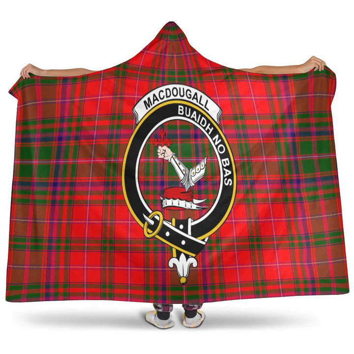 Scottish MacDougall Clan Crest Tartan Hooded Blanket Tartan Plaid 1