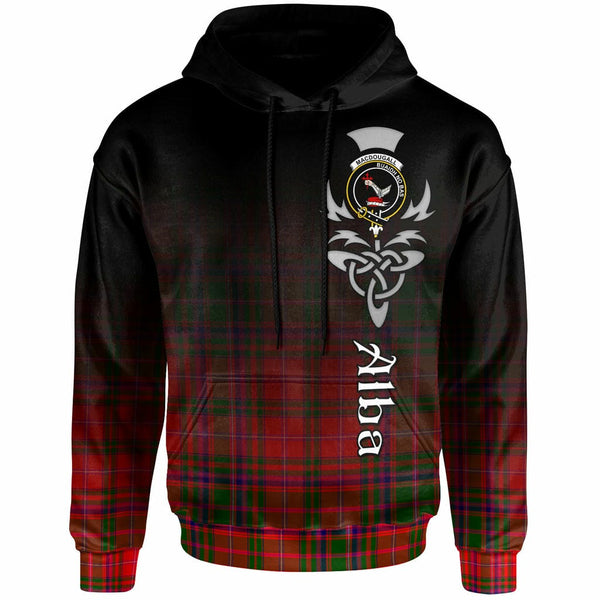 Scottish MacDougall Clan Crest Tartan Hoodie - Alba Gu Brath Family Crest Celtic Inspired Front Side Tartan Plaid