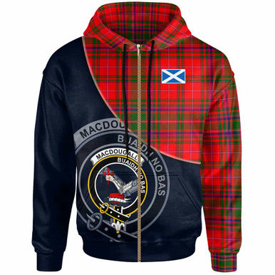 Scottish MacDougall Clan Crest Tartan Hoodie - Bend Style Zip-up Tartan Plaid