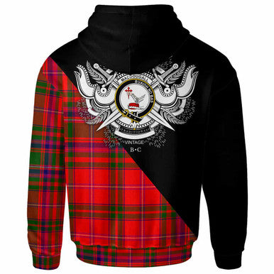 Scottish MacDougall Clan Crest Tartan Hoodie - Military Logo Back Side Tartan Plaid