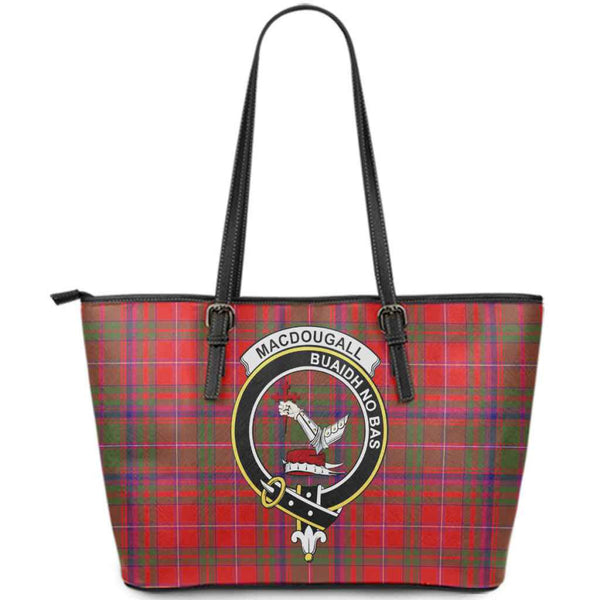 Scottish MacDougall Clan Crest Tartan Leather Tote Tartan Plaid