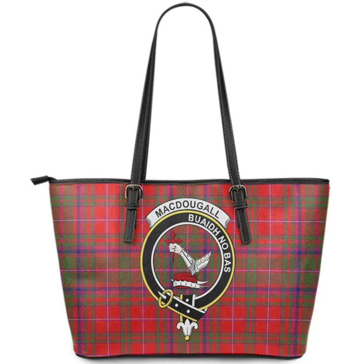 Scottish MacDougall Clan Crest Tartan Leather Tote Tartan Plaid