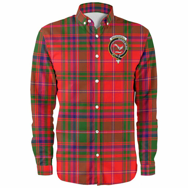 Scottish MacDougall Clan Crest Tartan Long Sleeve Shirt Front Side Tartan Plaid
