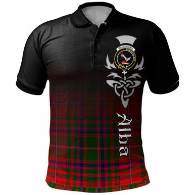 Scottish MacDougall Clan Crest Tartan Polo Shirt - Alba Gu Brath Family Crest Celtic Inspired Front Side Tartan Plaid