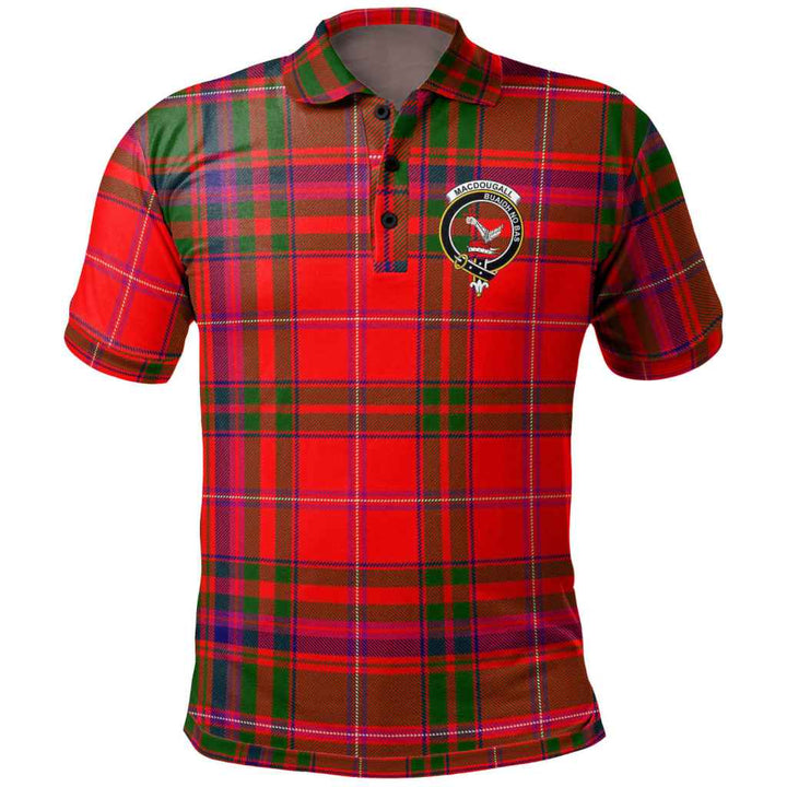 Scottish MacDougall Clan Crest Tartan Polo Shirt Front Side Tartan Plaid