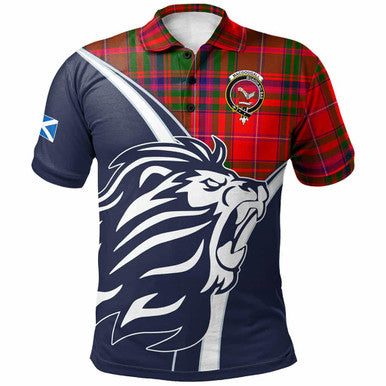 Scottish MacDougall Clan Crest Tartan Polo Shirt - Scottish Flag With Lion Front Side Tartan Plaid