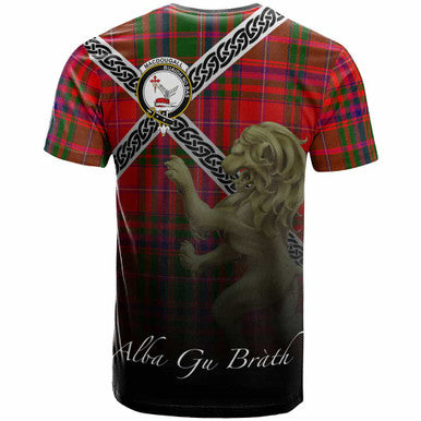 Scottish MacDougall Clan Crest Tartan T-Shirt - Celtic With Scotland Lion Back Side Tartan Plaid