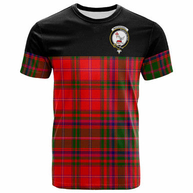Scottish MacDougall Clan Crest Tartan T-Shirt - Horizontal Style Front Side Tartan Plaid