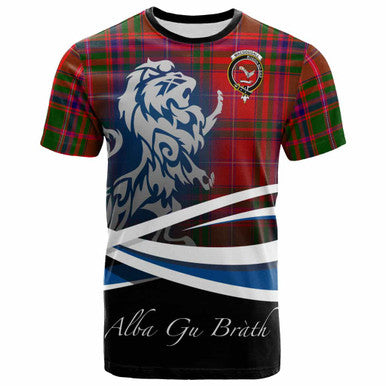 Scottish MacDougall Clan Crest Tartan T-Shirt - Scotland Lion Front Side Tartan Plaid