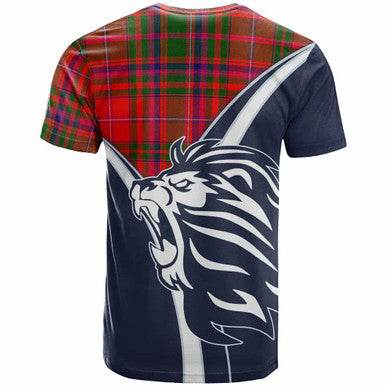Scottish MacDougall Clan Crest Tartan T-Shirt - Scottish Flag With Lion Back Side Tartan Plaid