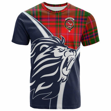 Scottish MacDougall Clan Crest Tartan T-Shirt - Scottish Flag With Lion Front Side Tartan Plaid