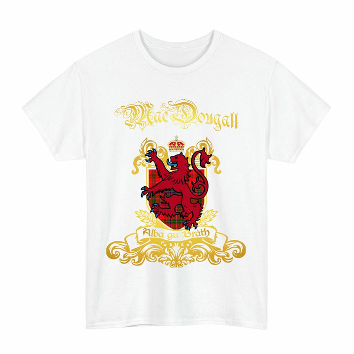 Scottish MacDougall Clan Tartan Lion Rampant of Scotland T-Shirt Tartan Plaid White Color