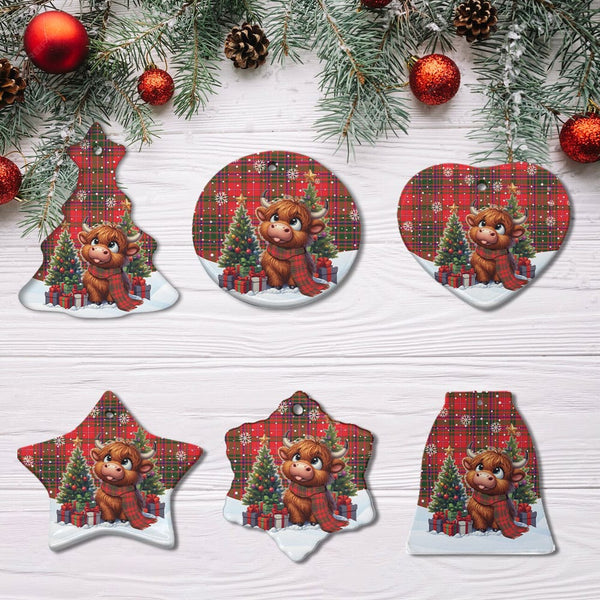 Scottish MacDougall Modern Clan Tartan Ceramic Ornament Cute Highland Cow Christmas All Style Tartan Plaid