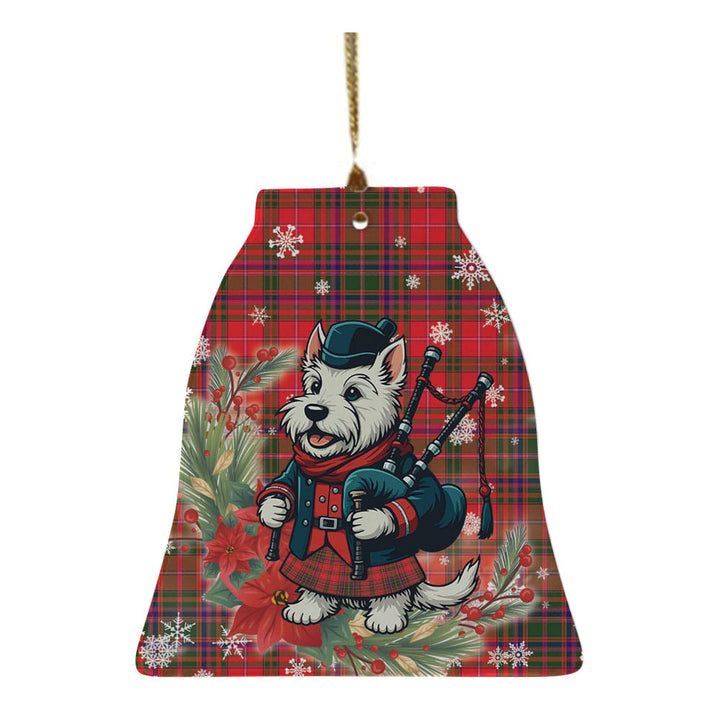 Scottish MacDougall Modern Clan Tartan Ceramic Ornament Cute Scottish Terrier Dog Bell Style Tartan Plaid