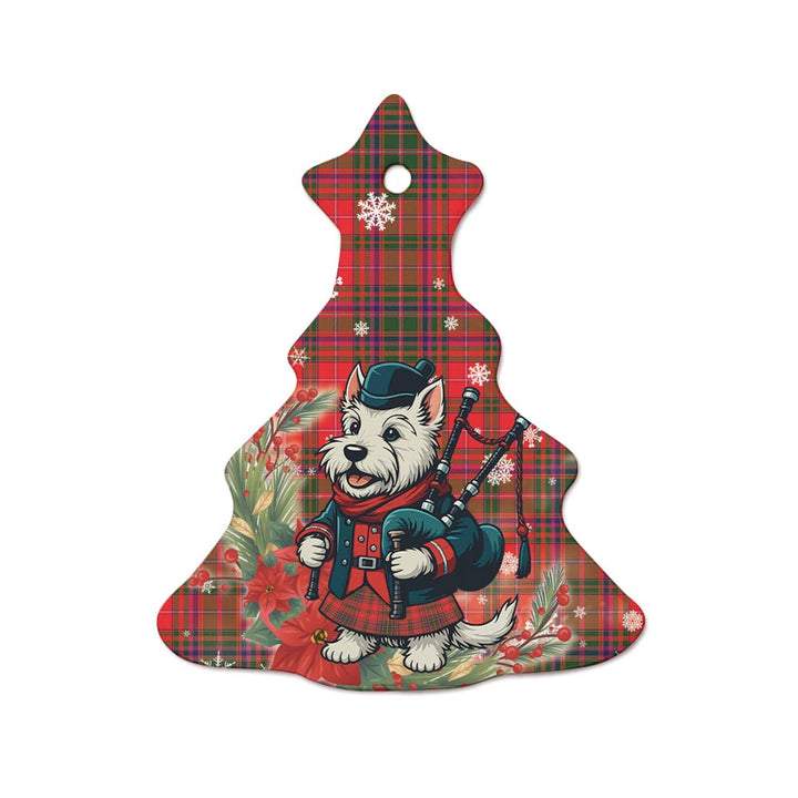 Scottish MacDougall Modern Clan Tartan Ceramic Ornament Cute Scottish Terrier Dog Tree Style Tartan Plaid
