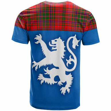 Scottish MacDougall Modern Clan Tartan T-Shirt - Lion Rampant of Scotland With Flag Back Side Tartan Plaid