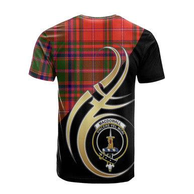 Scottish MacDowall Clan Crest Tartan T-Shirt Believe in Me Back Side Tartan Plaid