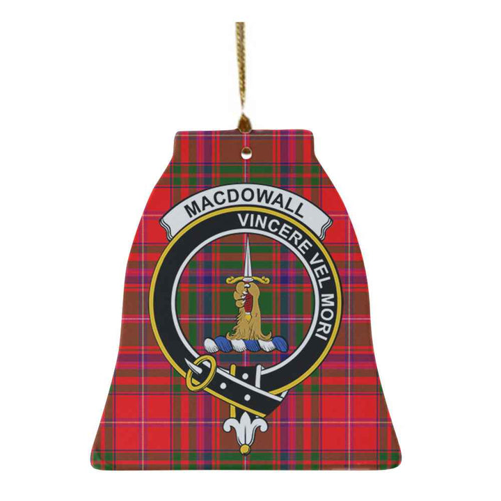 Scottish MacDowall (of Garthland) Clan Crest Tartan Ceramic Ornament Bell Shape Tartan Plaid