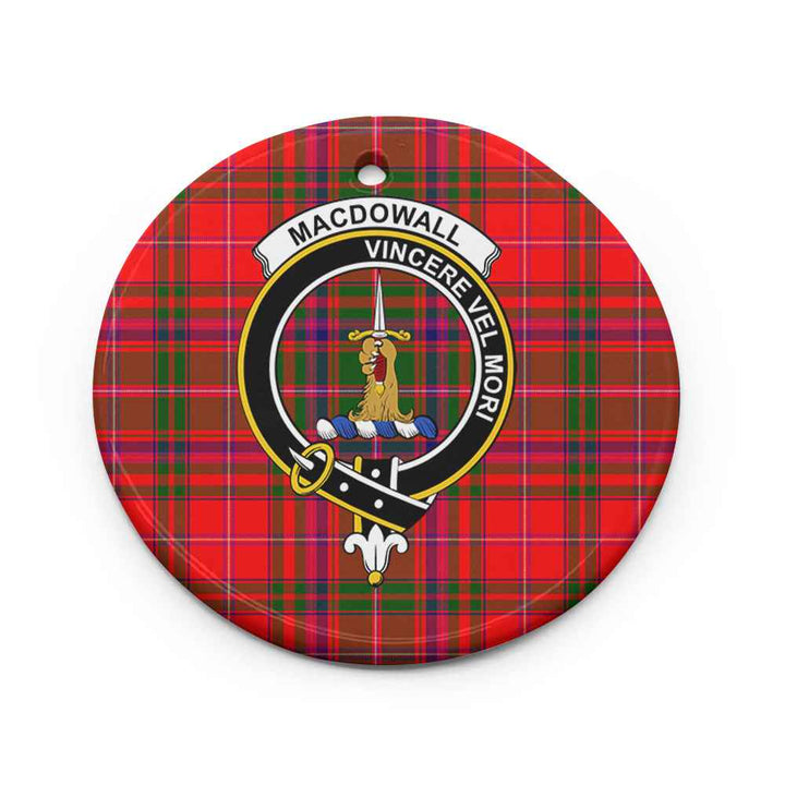Scottish MacDowall (of Garthland) Clan Crest Tartan Ceramic Ornament Circle Shape Tartan Plaid