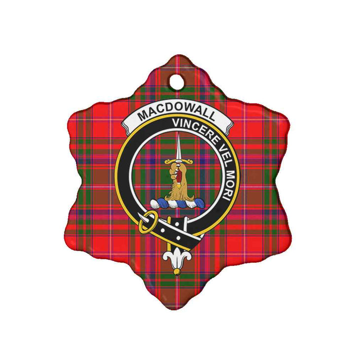 Scottish MacDowall (of Garthland) Clan Crest Tartan Ceramic Ornament Snow Flake Shape Tartan Plaid