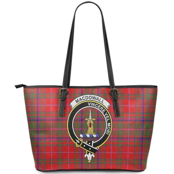 Scottish MacDowall (of Garthland) Clan Crest Tartan Leather Tote Tartan Plaid