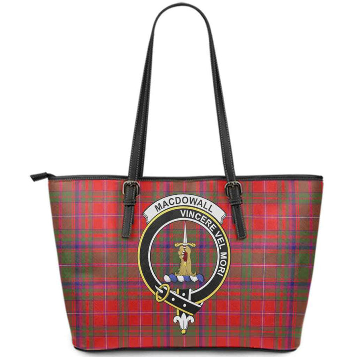 Scottish MacDowall (of Garthland) Clan Crest Tartan Leather Tote Tartan Plaid