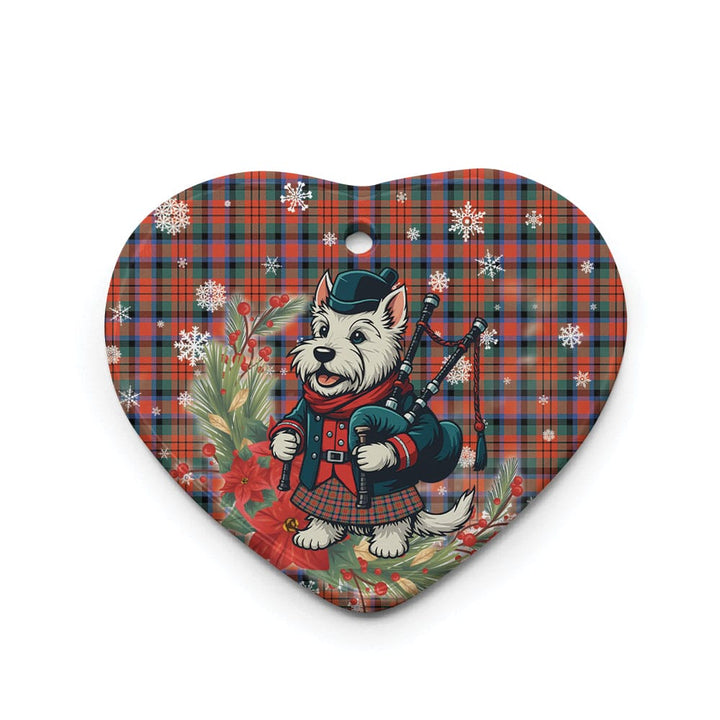 Scottish MacDuff Ancient Clan Tartan Ceramic Ornament Cute Scottish Terrier Dog Heart Style Tartan Plaid