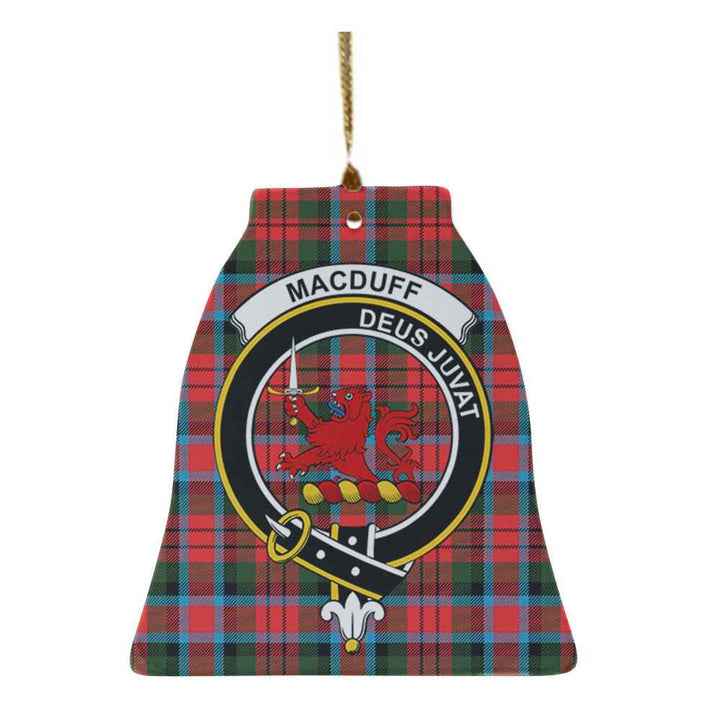 Scottish MacDuff Clan Crest Tartan Ceramic Ornament Bell Shape Tartan Plaid