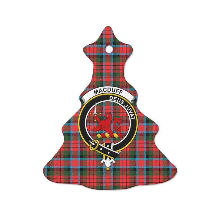 Scottish MacDuff Clan Crest Tartan Ceramic Ornament Tree Shape Tartan Plaid