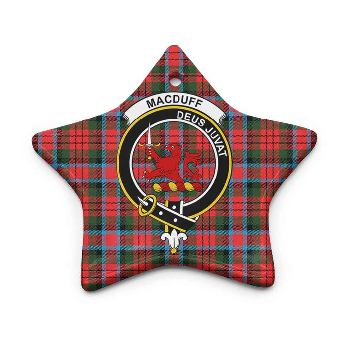 Scottish MacDuff Clan Crest Tartan Ceramic Ornament Star Shape Tartan Plaid