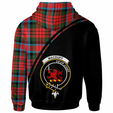 Scottish MacDuff Clan Crest Tartan Curve Hoodie Back Side Tartan Plaid