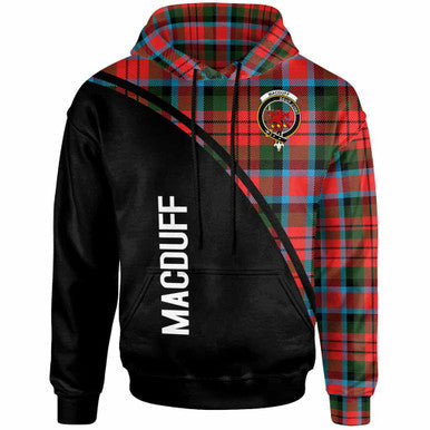 Scottish MacDuff Clan Crest Tartan Curve Hoodie Front Side Tartan Plaid
