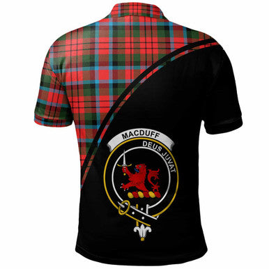 Scottish MacDuff Clan Crest Tartan Curve Polo Shirt Back Side Tartan Plaid