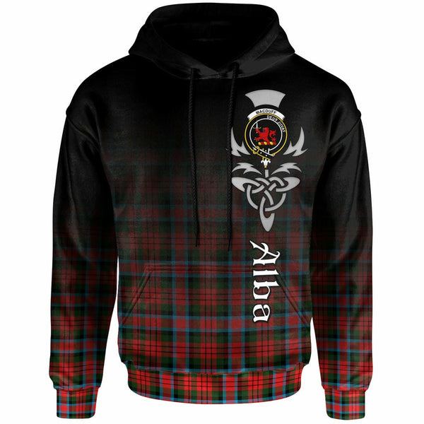 Scottish MacDuff Clan Crest Tartan Hoodie - Alba Gu Brath Family Crest Celtic Inspired Front Side Tartan Plaid