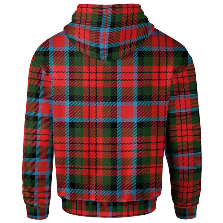 Scottish MacDuff Clan Crest Tartan Hoodie Back Side Tartan Plaid