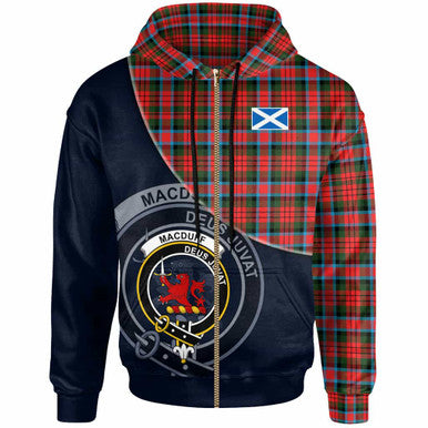 Scottish MacDuff Clan Crest Tartan Hoodie - Bend Style Zip-up Tartan Plaid