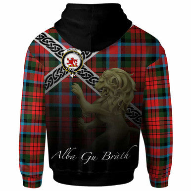 Scottish MacDuff Clan Crest Tartan Hoodie - Scotland Lion Back Side Tartan Plaid