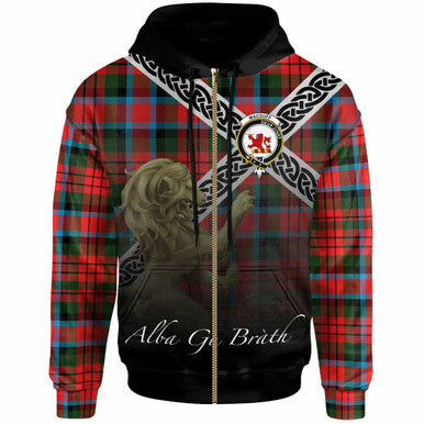 Scottish MacDuff Clan Crest Tartan Hoodie - Scotland Lion Zip-up Tartan Plaid