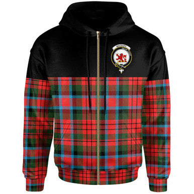 Scottish MacDuff Clan Crest Tartan Hoodie - Horizontal Style Zip-up Tartan Plaid
