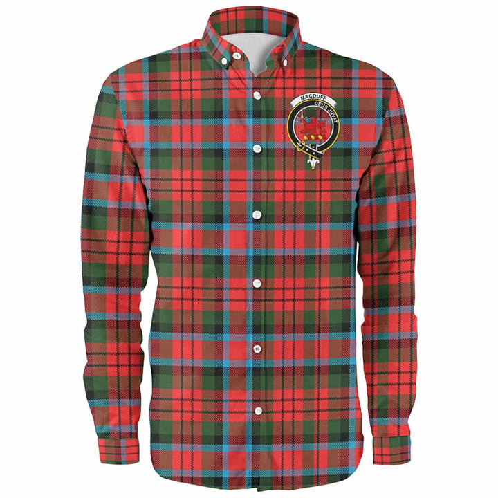 Scottish MacDuff Clan Crest Tartan Long Sleeve Shirt Front Side Tartan Plaid